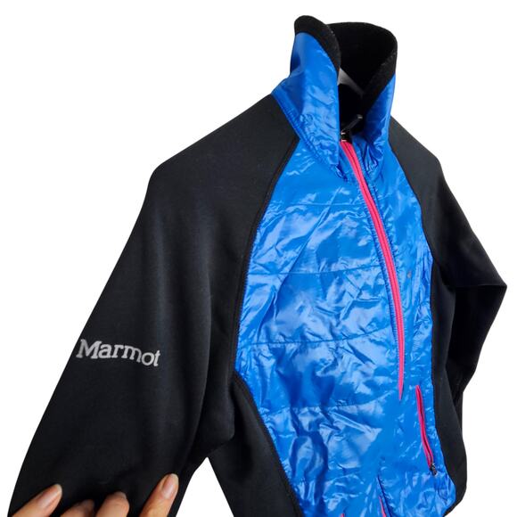 Marmot Jacket Women S Black Blue Zip Up Jacket Polartec Jacket Insulated Jacket - Picture 4 of 10